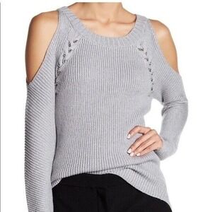 Ramy Brook Issa Gray Merino Wool Cold Shoulder Sweater Size Small Ramy